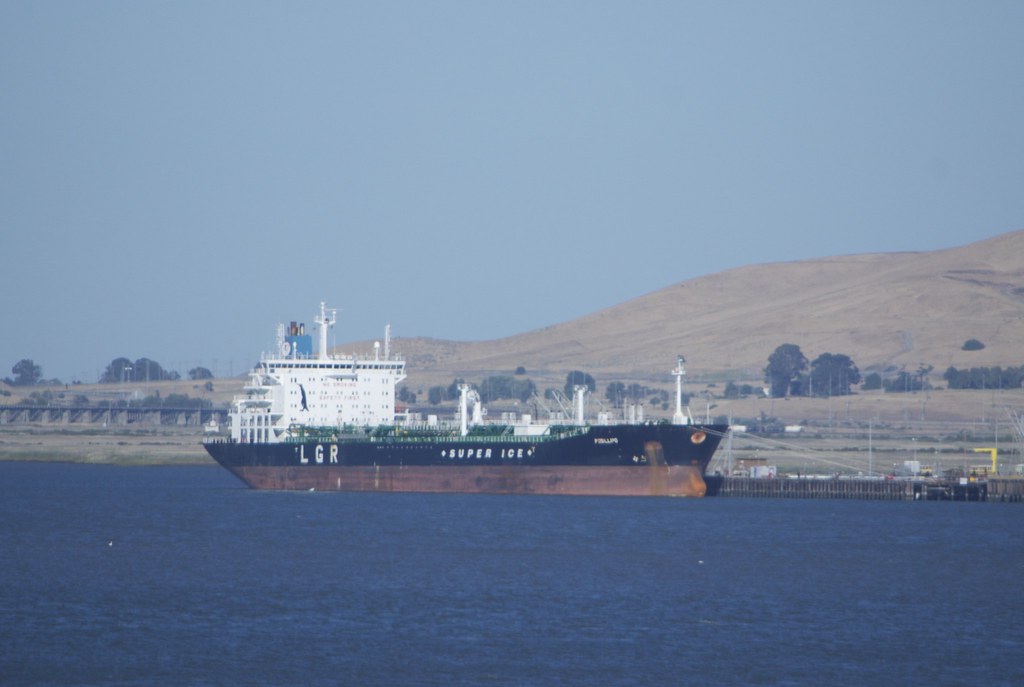 The Chinese-built, Italian-flagged LGR Posillipo, a Super Ice tanker (note penguin painted on upper works)